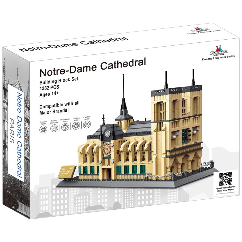 Apostrophe Games Notre-Dame Cathedral Building Block Set (1382 Pieces) Paris's Notre Dame Cathedral Famous Landmark Series - Architecture Model for Kids and Adults - Image 3